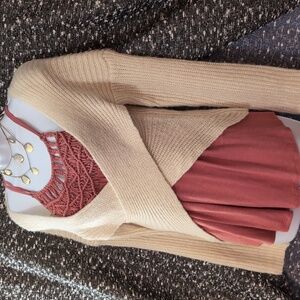 Chic Tan Crossover V-Neck Sweater